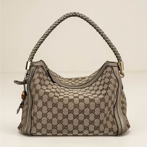 Gucci Bella GG Canvas Gold Shoulder Bag